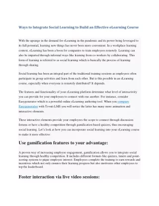 ways to integrate social learning to build