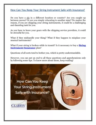 How Can You Keep Your String Instrument Safe with Insurance?