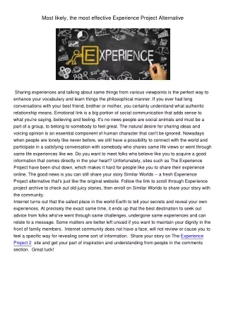 most likely the most effective experience project