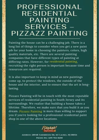 Professional Residential Painting Services – Pizzazz Painting
