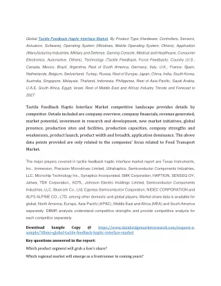 global tactile feedback haptic interface market