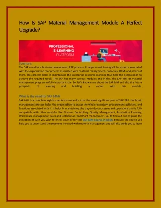 how is sap material management module a perfect