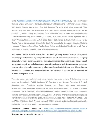 global automotive micro electro mechanical