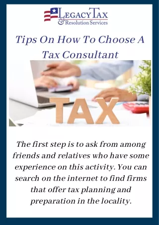 Tips On How To Choose A Best Tax Consultant For Tax Resolution Services