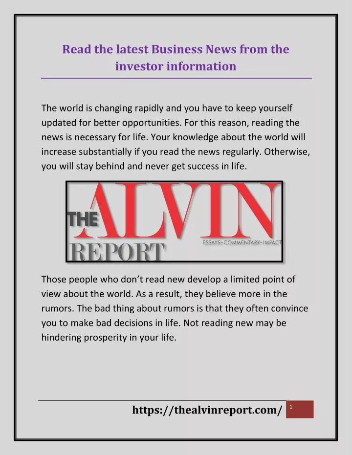 read the latest business news from the investor