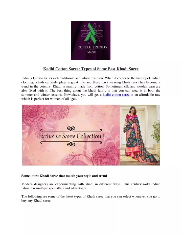 kadhi cotton saree types of some best khadi saree