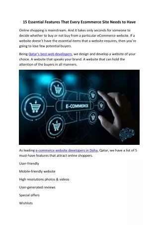 15 essential features that every ecommerce site