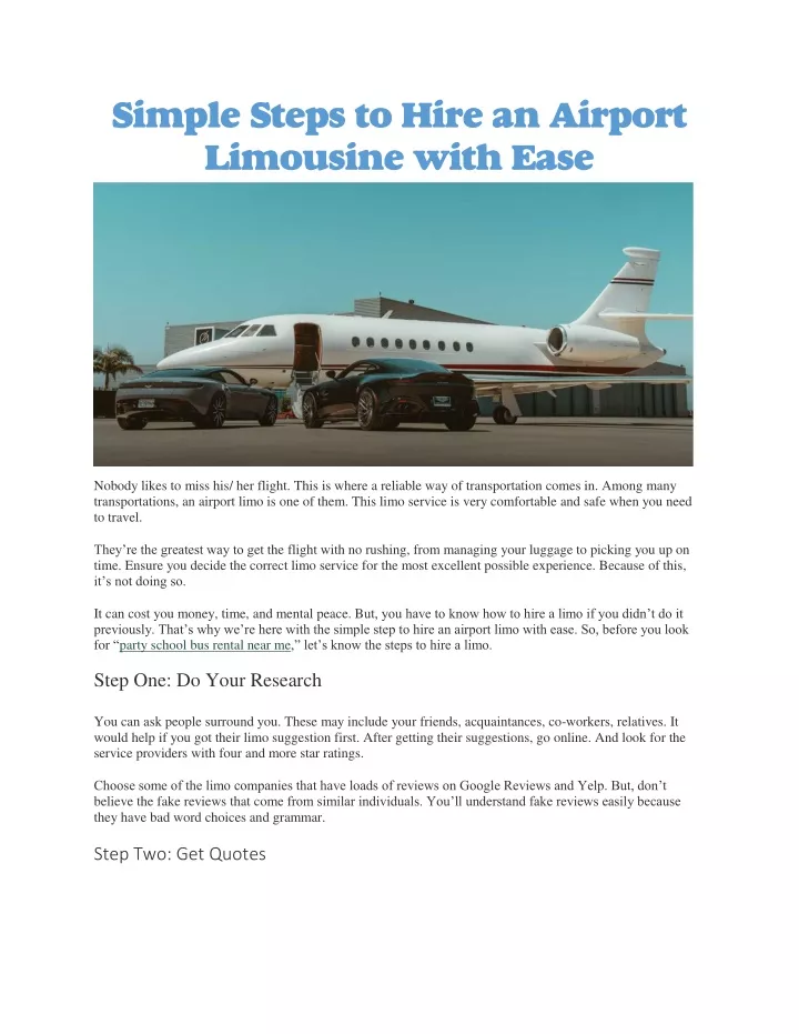 simple steps to hire an airport limousine with