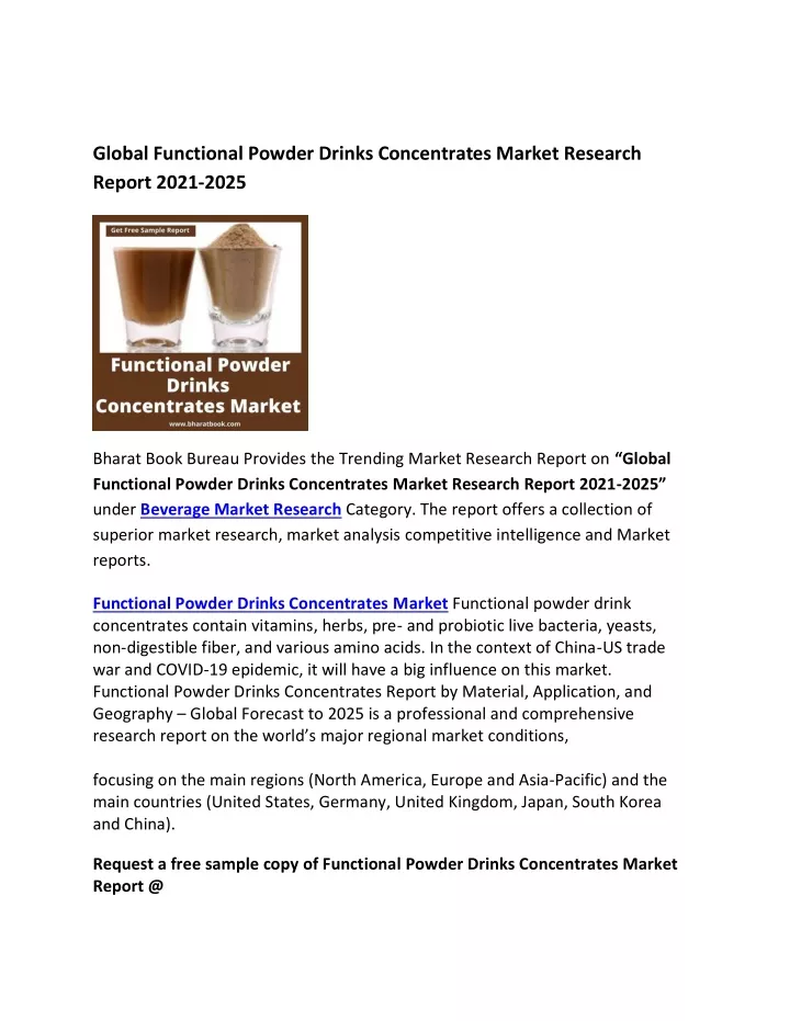 global functional powder drinks concentrates