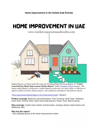Home Improvement Market Report in Saudi Arabia