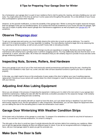 8 Tips for Preparing Your Garage Door for Winter