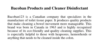 bacoban products and cleaner disinfectant