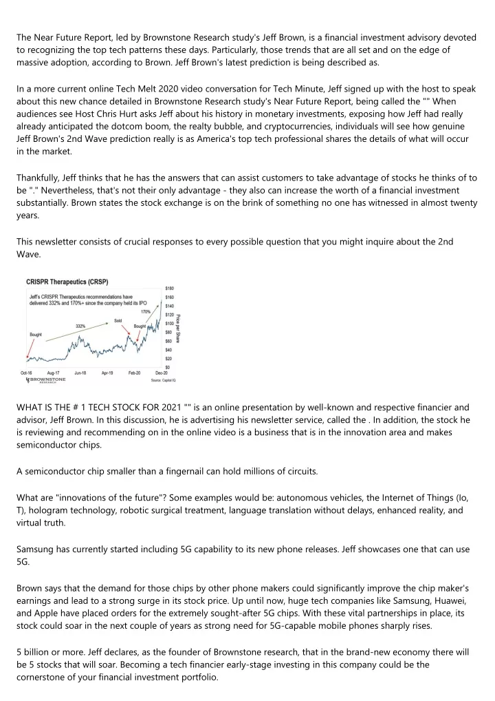 the near future report led by brownstone research