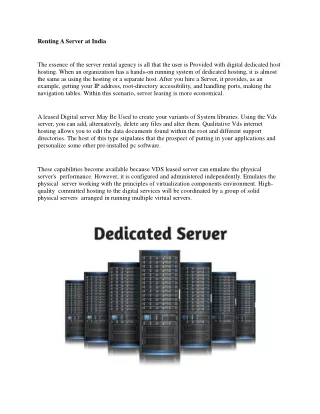 Renting a Dedicated Server in India
