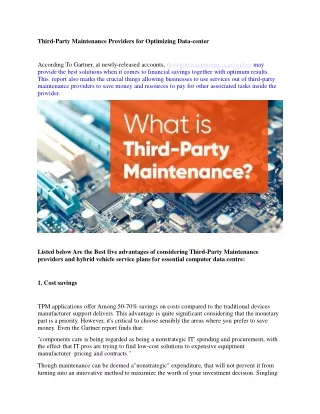 Third-Party Maintenance Providers for Optimizing Data Center