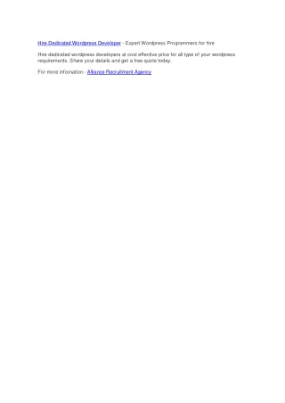 hire dedicated wordpress developer expert