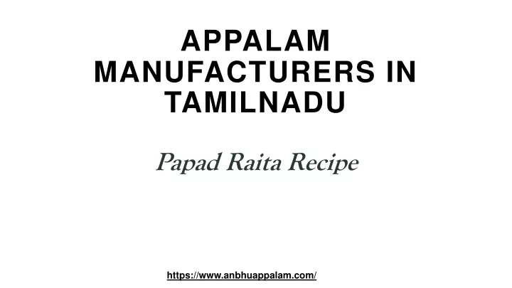 appalam manufacturers in tamilnadu