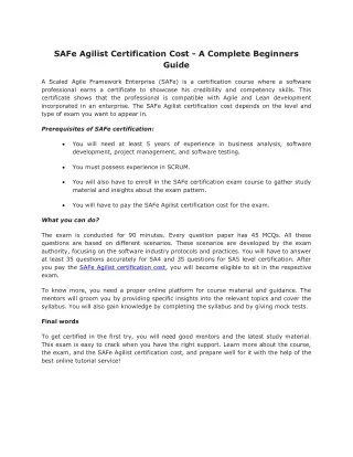 safe agilist certification cost a complete