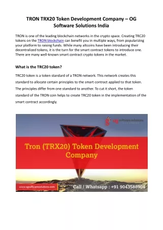 tron trx20 token development company og software