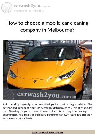 How to choose a mobile car cleaning company in Melbourne