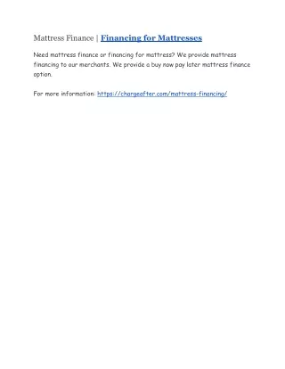 mattress finance financing for mattresses