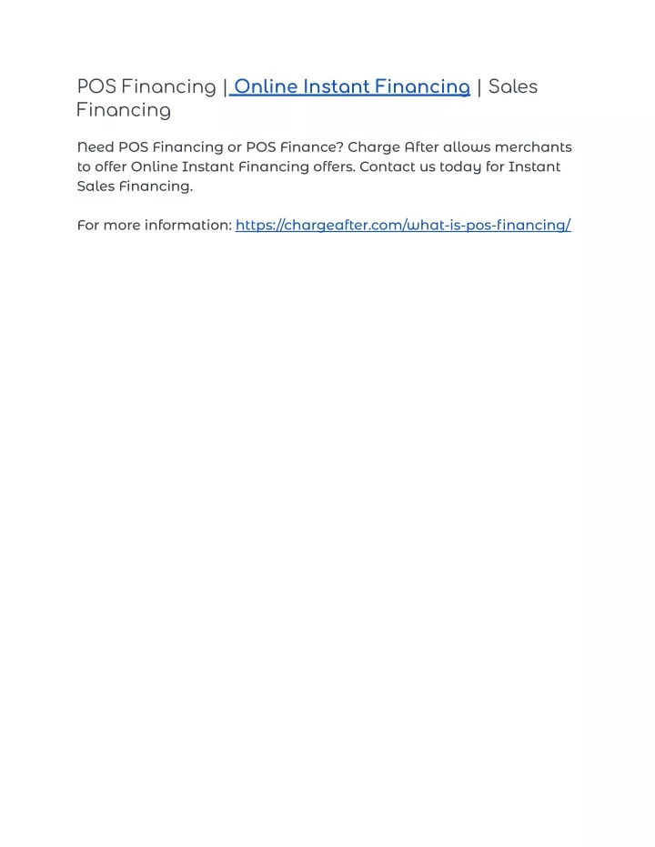 pos financing online instant financing sales
