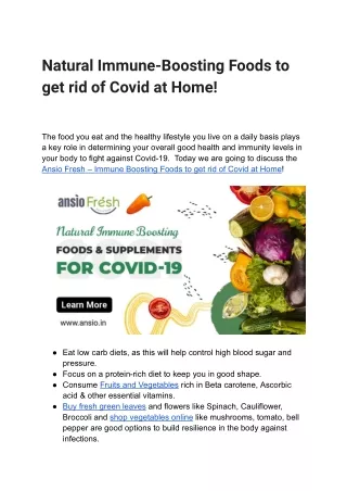 Natural Immune-Boosting Foods to get rid of Covid at Home (1)
