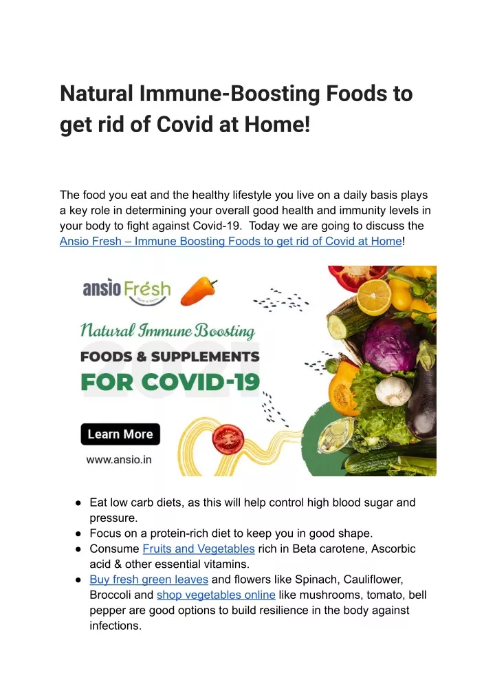 natural immune boosting foods to get rid of covid