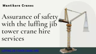 Assurance of safety with the luffing jib tower crane hire services