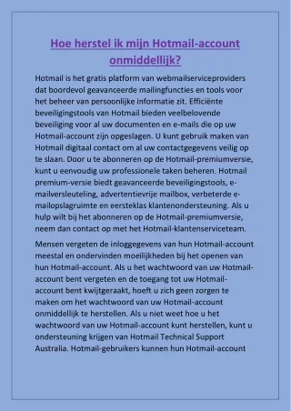 Hoe herstel ik mijn Hotmail-account onmiddellijk