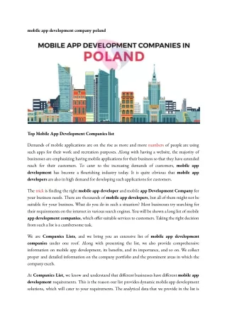 mobile app development company poland
