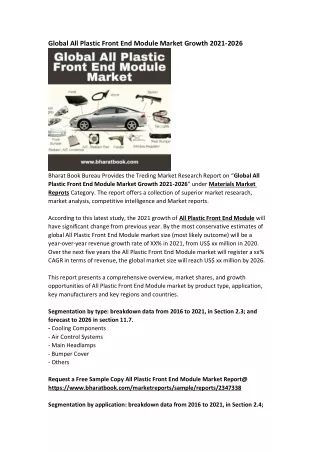 global all plastic front end module market growth