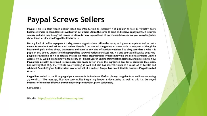 paypal screws sellers