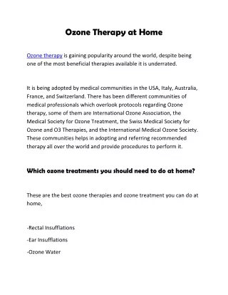 ozone therapy at home