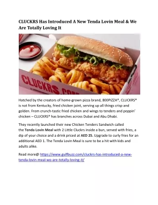 CLUCKRS Has Introduced A New Tenda Lovin Meal & We Are Totally Loving It
