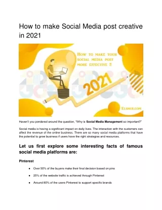 How to make Social Media post creative in 2021 PDF Submission