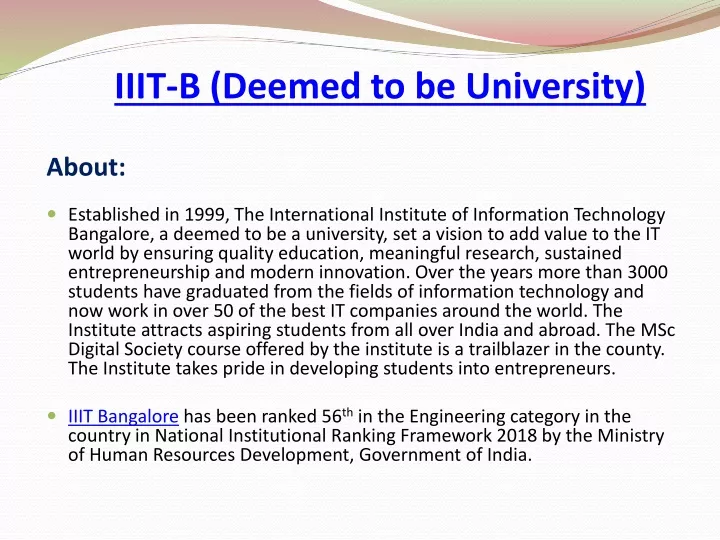 iiit b deemed to be university
