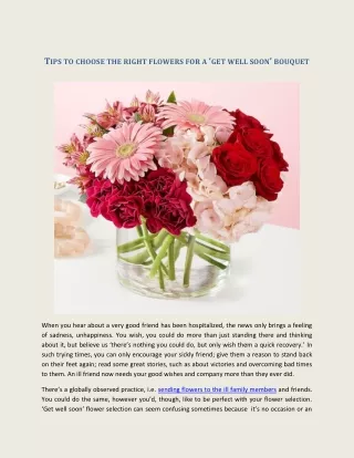 TIPS TO CHOOSE THE RIGHT FLOWERS FOR A ‘GET WELL SOON’ BOUQUET