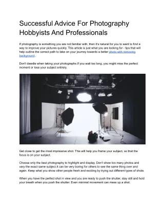 Successful Advice For Photography Hobbyests And Professionals