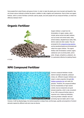 Difference and connection between organic fertilizer and compound fertilizer