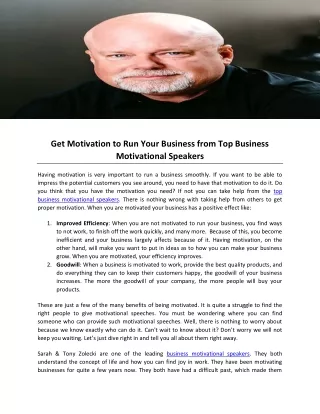 Get Motivation to Run Your Business from Top Business Motivational Speakers