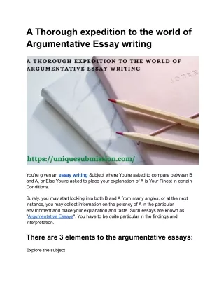 A Thorough expedition to the world of Argumentative Essay writing (1)