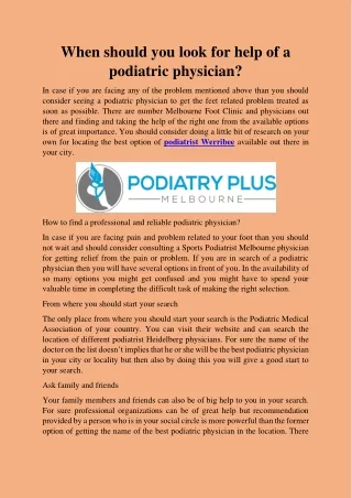 when should you look for help of a podiatric