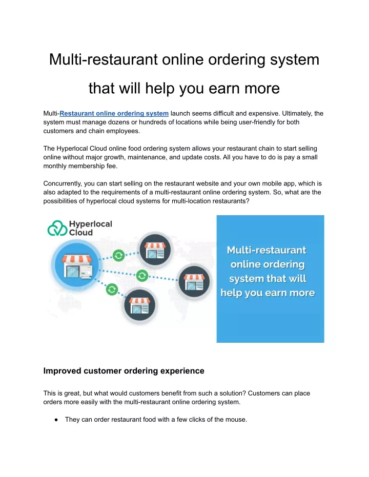 multi restaurant online ordering system
