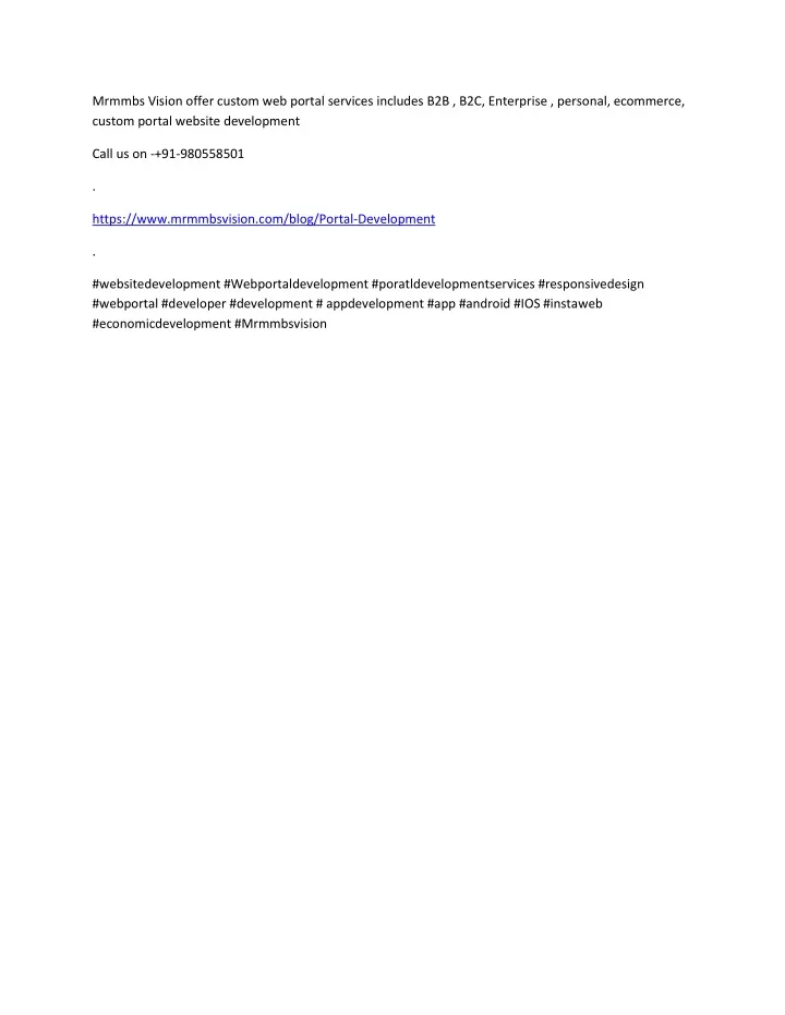 mrmmbs vision offer custom web portal services