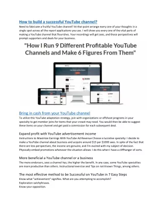 how to build a successful youtube channel need