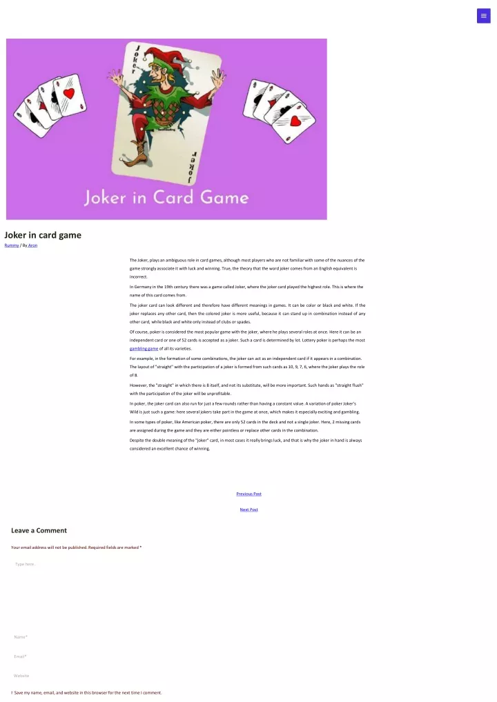joker in card game rummy by aron