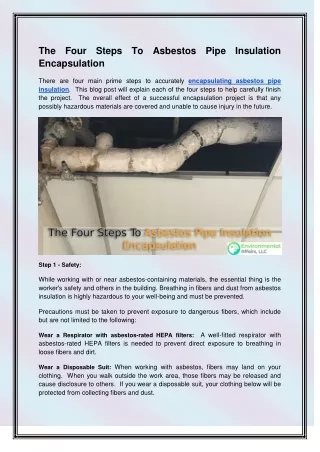 The Four Steps To Asbestos Pipe Insulation Encapsulation