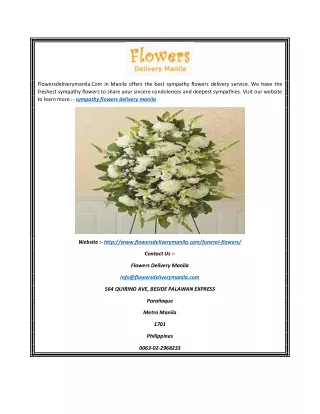 Sympathy Flowers Delivery Manila | Flowersdeliverymanila.com