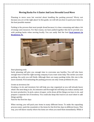 moving hacks for a easier and less stressful
